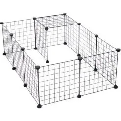 PawHut Cage Parc Enclos Pour Animaux Domestiques L 106 X L 73 X H 36 Cm Bords Arrondis Fil Métallique Noir 55 - Noir