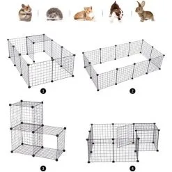 PawHut Cage Parc Enclos Pour Animaux Domestiques L 106 X L 73 X H 36 Cm Bords Arrondis Fil Métallique Noir 55 - Noir 8 PawHut Cage Parc Enclos Pour Animaux Domestiques L 106 X L 73 X H 36 Cm Bords Arrondis Fil Métallique Noir 55 - Noir -PawHut Soldes Boutique 12311127 4