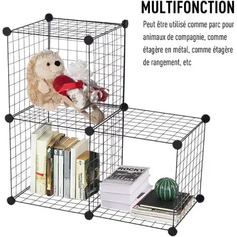 PawHut Cage Parc Enclos Pour Animaux Domestiques L 106 X L 73 X H 36 Cm Bords Arrondis Fil Métallique Noir 55 - Noir 5 PawHut Cage Parc Enclos Pour Animaux Domestiques L 106 X L 73 X H 36 Cm Bords Arrondis Fil Métallique Noir 55 - Noir – Image 5