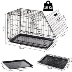 PawHut Cage De Transport Pour Chien Taille L Dim. 76L X 48l X 55H Cm Métal Noir 8 PawHut Cage De Transport Pour Chien Taille L Dim. 76L X 48l X 55H Cm Métal Noir -PawHut Soldes Boutique 16740534 4