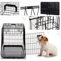PawHut Cage De Transport Pour Chien Taille L Dim. 76L X 48l X 55H Cm Métal Noir 9 PawHut Cage De Transport Pour Chien Taille L Dim. 76L X 48l X 55H Cm Métal Noir -PawHut Soldes Boutique 16740534 5