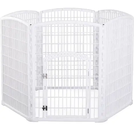PawHut Luxe Parc Enclos Modulable Pour Chien 6 Panneaux + 1 Porte Verrouillable Plastique PP Blanc - Blanc 1 PawHut Luxe Parc Enclos Modulable Pour Chien 6 Panneaux + 1 Porte Verrouillable Plastique PP Blanc - Blanc