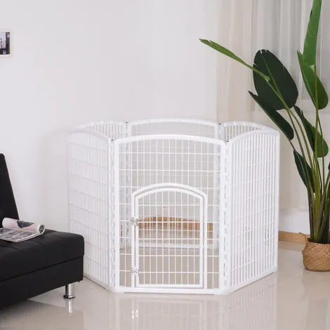 PawHut Luxe Parc Enclos Modulable Pour Chien 6 Panneaux + 1 Porte Verrouillable Plastique PP Blanc - Blanc 2 PawHut Luxe Parc Enclos Modulable Pour Chien 6 Panneaux + 1 Porte Verrouillable Plastique PP Blanc - Blanc – Image 2