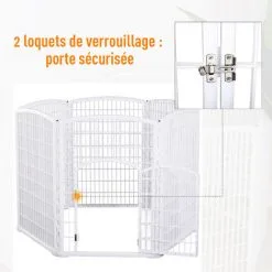 PawHut Luxe Parc Enclos Modulable Pour Chien 6 Panneaux + 1 Porte Verrouillable Plastique PP Blanc - Blanc 8 PawHut Luxe Parc Enclos Modulable Pour Chien 6 Panneaux + 1 Porte Verrouillable Plastique PP Blanc - Blanc -PawHut Soldes Boutique 16806678 4