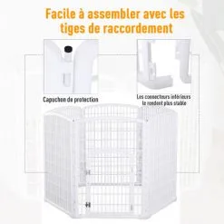 PawHut Luxe Parc Enclos Modulable Pour Chien 6 Panneaux + 1 Porte Verrouillable Plastique PP Blanc - Blanc 9 PawHut Luxe Parc Enclos Modulable Pour Chien 6 Panneaux + 1 Porte Verrouillable Plastique PP Blanc - Blanc -PawHut Soldes Boutique 16806678 5