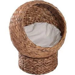 PawHut Panier Chat Lit Chat Cosy Grand Confort Dim. 42L X 33l X 52H Cm Coussin Moelleux Beige Inclus - Marron