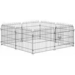 PawHut Parc Enclos Pour Chiens Chiots Animaux Domestiques Diamètre 158 Cm 8 Panneaux 71L X 61H Cm Noir - Noir