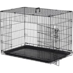 PawHut Cage Caisse De Transport Pliante Pour Chien En Métal Noir 91 X 61 X 67 Cm - Noir