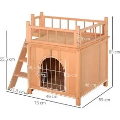 PawHut Maison Lodge - Niche Villa Avec Terrasse Escalier Et Porte Pour Chien Chat - Dim. 73L X 55l X 65H Cm - Bois Massif De Pin Pré-huilé - Beige 7 PawHut Maison Lodge - Niche Villa Avec Terrasse Escalier Et Porte Pour Chien Chat - Dim. 73L X 55l X 65H Cm - Bois Massif De Pin Pré-huilé - Beige -PawHut Soldes Boutique 17707956 3