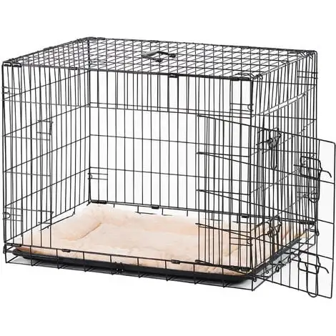 PawHut Cage Caisse De Transport Pliante Pour Chien En Métal Noir 106 X 71 X 76 Cm Matelas Fourni - Noir 1 PawHut Cage Caisse De Transport Pliante Pour Chien En Métal Noir 106 X 71 X 76 Cm Matelas Fourni - Noir