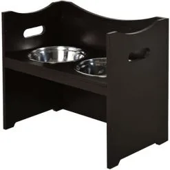 PawHut Gamelle Double Chien Chat Porte-gamelles Surélevé Dim. 54L X 31l X 47H Cm 2 Gamelles Acier Inox. Incluses MDF Brun Foncé - Marron -PawHut Soldes Boutique 20209113 4