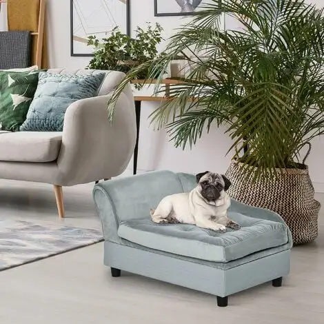 PawHut Canapé Chien Chat Sur Pied Avec Coffre De Rangement Style Moderne Coussin D'assise Amovible Grand Confort 76 X 45 X 41,5 Cm Bleu - Bleu 2 PawHut Canapé Chien Chat Sur Pied Avec Coffre De Rangement Style Moderne Coussin D'assise Amovible Grand Confort 76 X 45 X 41,5 Cm Bleu - Bleu – Image 2