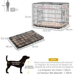 PawHut Cage De Transport Pliante Pour Chien Poignée, Plateau Amovible, Coussin Fourni 76 X 53 X 57 Cm Noir - Noir 7 PawHut Cage De Transport Pliante Pour Chien Poignée, Plateau Amovible, Coussin Fourni 76 X 53 X 57 Cm Noir - Noir -PawHut Soldes Boutique 2320371 3