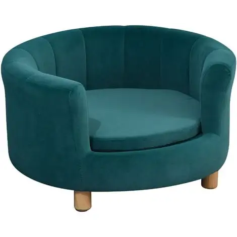PawHut Canapé Chien Lit Pour Chien Chat Avec Accoudoirs Coussin Moelleux Pieds Bois Massif Dim. 65 X 64 X 37 Cm Velours Bleu Canard - Bleu 1 PawHut Canapé Chien Lit Pour Chien Chat Avec Accoudoirs Coussin Moelleux Pieds Bois Massif Dim. 65 X 64 X 37 Cm Velours Bleu Canard - Bleu