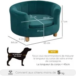 PawHut Canapé Chien Lit Pour Chien Chat Avec Accoudoirs Coussin Moelleux Pieds Bois Massif Dim. 65 X 64 X 37 Cm Velours Bleu Canard - Bleu 7 PawHut Canapé Chien Lit Pour Chien Chat Avec Accoudoirs Coussin Moelleux Pieds Bois Massif Dim. 65 X 64 X 37 Cm Velours Bleu Canard - Bleu -PawHut Soldes Boutique 23980704 3