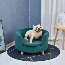 PawHut Canapé Chien Lit Pour Chien Chat Avec Accoudoirs Coussin Moelleux Pieds Bois Massif Dim. 65 X 64 X 37 Cm Velours Bleu Canard - Bleu 8 PawHut Canapé Chien Lit Pour Chien Chat Avec Accoudoirs Coussin Moelleux Pieds Bois Massif Dim. 65 X 64 X 37 Cm Velours Bleu Canard - Bleu -PawHut Soldes Boutique 23980704 4