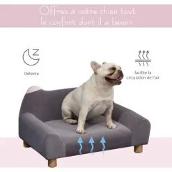PawHut Canapé Chien Lit Pour Chien Design Dossier Oreilles Pieds Bois Massif Dim. 63 X 43 X 31 Cm Velours Gris - Gris 9 PawHut Canapé Chien Lit Pour Chien Design Dossier Oreilles Pieds Bois Massif Dim. 63 X 43 X 31 Cm Velours Gris - Gris -PawHut Soldes Boutique 23980713 5