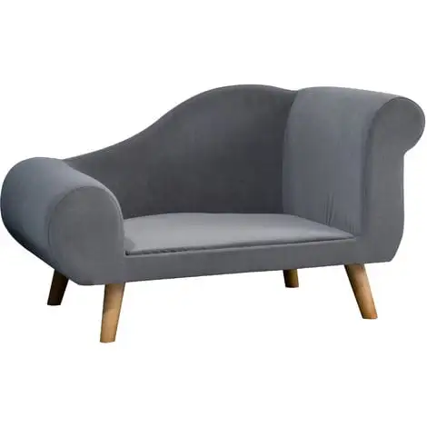 PawHut Canapé Chien Lit Pour Chien Méridienne Design Scandinave Coussin Moelleux Pieds Bois Massif Dim. 82 X 55 X 49 Cm Velours Gris - Gris 1 PawHut Canapé Chien Lit Pour Chien Méridienne Design Scandinave Coussin Moelleux Pieds Bois Massif Dim. 82 X 55 X 49 Cm Velours Gris - Gris