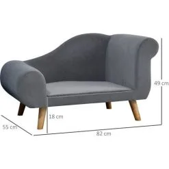 PawHut Canapé Chien Lit Pour Chien Méridienne Design Scandinave Coussin Moelleux Pieds Bois Massif Dim. 82 X 55 X 49 Cm Velours Gris - Gris 7 PawHut Canapé Chien Lit Pour Chien Méridienne Design Scandinave Coussin Moelleux Pieds Bois Massif Dim. 82 X 55 X 49 Cm Velours Gris - Gris -PawHut Soldes Boutique 23980758 3