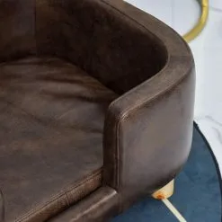 PawHut Canapé Chien Lit Pour Chien Chat Avec Rebord Coussin Moelleux Pieds Bois Massif Dim. 74 X 48,5 X 31 Cm Revêtement Micro-fibre Chocolat -PawHut Soldes Boutique 25007899 5