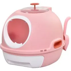 PawHut Maison De Toilette Portable Pour Chat Tiroir à Litière Coulissant Porte Battante Lucarne + Pelle Fournis Dim. 47L X 55l X 44H Cm Rose - Rose
