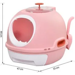 PawHut Maison De Toilette Portable Pour Chat Tiroir à Litière Coulissant Porte Battante Lucarne + Pelle Fournis Dim. 47L X 55l X 44H Cm Rose - Rose 7 PawHut Maison De Toilette Portable Pour Chat Tiroir à Litière Coulissant Porte Battante Lucarne + Pelle Fournis Dim. 47L X 55l X 44H Cm Rose - Rose -PawHut Soldes Boutique 25008011 3