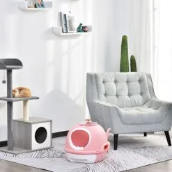 PawHut Maison De Toilette Portable Pour Chat Tiroir à Litière Coulissant Porte Battante Lucarne + Pelle Fournis Dim. 47L X 55l X 44H Cm Rose - Rose 8 PawHut Maison De Toilette Portable Pour Chat Tiroir à Litière Coulissant Porte Battante Lucarne + Pelle Fournis Dim. 47L X 55l X 44H Cm Rose - Rose -PawHut Soldes Boutique 25008011 4