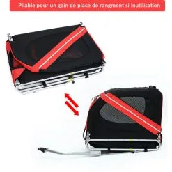 PawHut Remorque Vélo Pour Chien Animaux Pliable 8 Réflecteurs Drapeau Barre Attelage Inclus Acier Polyester Imperméable Max. 30 Kg 130L X 73l X 90H Cm Rouge -PawHut Soldes Boutique 25008730 4