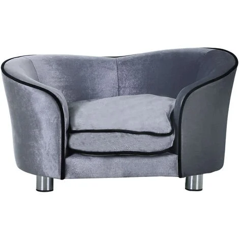 PawHut Canapé/lit Pour Chien/chat Canapé Animaux Avec Accoudoir Et Dossier 69x49x38cm - Gris 1 PawHut Canapé/lit Pour Chien/chat Canapé Animaux Avec Accoudoir Et Dossier 69x49x38cm - Gris