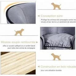 PawHut Canapé/lit Pour Chien/chat Canapé Animaux Avec Accoudoir Et Dossier 69x49x38cm - Gris 8 PawHut Canapé/lit Pour Chien/chat Canapé Animaux Avec Accoudoir Et Dossier 69x49x38cm - Gris -PawHut Soldes Boutique 25009386 4