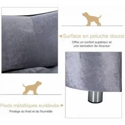 PawHut Canapé/lit Pour Chien/chat Canapé Animaux Avec Accoudoir Et Dossier 69x49x38cm - Gris 9 PawHut Canapé/lit Pour Chien/chat Canapé Animaux Avec Accoudoir Et Dossier 69x49x38cm - Gris -PawHut Soldes Boutique 25009386 5