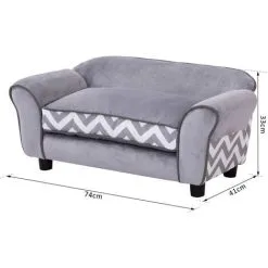 PawHut Canapé Chien Chat Sur Pied Style Graphique Contemporain Coussin Amovible Lavable Grand Confort 74L X 41l X 33H Cm Gris Blanc - Gris -PawHut Soldes Boutique 25009390 3