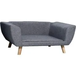 PawHut Canapé Chien Lit Pour Chien Design Scandinave Coussin Moelleux Pieds Bois Massif Dim. 87 X 61 X 36 Cm Polyester Gris - Gris