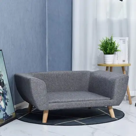 PawHut Canapé Chien Lit Pour Chien Design Scandinave Coussin Moelleux Pieds Bois Massif Dim. 87 X 61 X 36 Cm Polyester Gris - Gris 2 PawHut Canapé Chien Lit Pour Chien Design Scandinave Coussin Moelleux Pieds Bois Massif Dim. 87 X 61 X 36 Cm Polyester Gris - Gris – Image 2