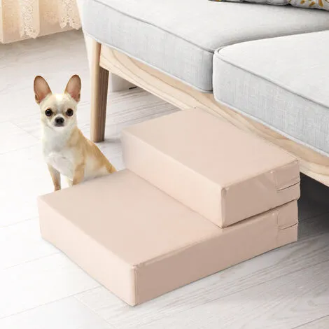 PawHut Escalier Coussin 2 En 1 Pour Chien Animaux Déhoussable Revêtement Revêtement Synthétique Beige - Beige 2 PawHut Escalier Coussin 2 En 1 Pour Chien Animaux Déhoussable Revêtement Revêtement Synthétique Beige - Beige – Image 2