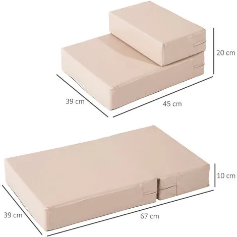 PawHut Escalier Coussin 2 En 1 Pour Chien Animaux Déhoussable Revêtement Revêtement Synthétique Beige - Beige 3 PawHut Escalier Coussin 2 En 1 Pour Chien Animaux Déhoussable Revêtement Revêtement Synthétique Beige - Beige – Image 3