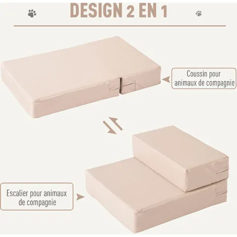 PawHut Escalier Coussin 2 En 1 Pour Chien Animaux Déhoussable Revêtement Revêtement Synthétique Beige - Beige 4 PawHut Escalier Coussin 2 En 1 Pour Chien Animaux Déhoussable Revêtement Revêtement Synthétique Beige - Beige – Image 4