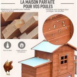 PawHut Poulailler Cottage Cage à Poules Sur Pied Dim. 190L X 66l X 116H Cm Multi-équipement Bois Massif Pin Pré-huilé - Marron 8 PawHut Poulailler Cottage Cage à Poules Sur Pied Dim. 190L X 66l X 116H Cm Multi-équipement Bois Massif Pin Pré-huilé - Marron -PawHut Soldes Boutique 27596477 4