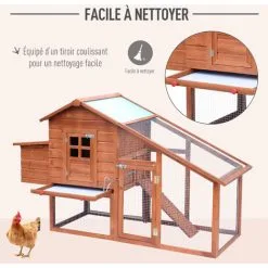 PawHut Poulailler Cottage Cage à Poules Sur Pied Dim. 190L X 66l X 116H Cm Multi-équipement Bois Massif Pin Pré-huilé - Marron 9 PawHut Poulailler Cottage Cage à Poules Sur Pied Dim. 190L X 66l X 116H Cm Multi-équipement Bois Massif Pin Pré-huilé - Marron -PawHut Soldes Boutique 27596477 5