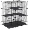 PawHut Cage Parc Enclos Rongeurs Modulable Dim. L 111 X L 75 X H 119 Cm 3 Niveaux 4 Portes Fil Métallique Noir