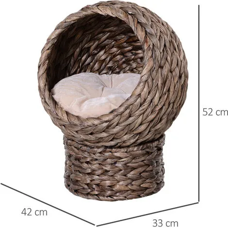 PawHut Panier Chat Lit Chat Cosy Grand Confort Dim. 42L X 33l X 52H Cm Coloris Gris Coussin Moelleux Beige Inclus - Gris 3 PawHut Panier Chat Lit Chat Cosy Grand Confort Dim. 42L X 33l X 52H Cm Coloris Gris Coussin Moelleux Beige Inclus - Gris – Image 3