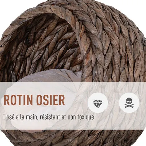 PawHut Panier Chat Lit Chat Cosy Grand Confort Dim. 42L X 33l X 52H Cm Coloris Gris Coussin Moelleux Beige Inclus - Gris 4 PawHut Panier Chat Lit Chat Cosy Grand Confort Dim. 42L X 33l X 52H Cm Coloris Gris Coussin Moelleux Beige Inclus - Gris – Image 4