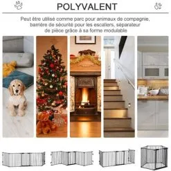 PawHut Barrière De Sécurité Parc Enclos Chien Modulable Pliable Porte Verrouillable Intégrée 5 Panneaux En Métal 300L Max. X 74,5H Cm Métal PP Noir - Noir 8 PawHut Barrière De Sécurité Parc Enclos Chien Modulable Pliable Porte Verrouillable Intégrée 5 Panneaux En Métal 300L Max. X 74,5H Cm Métal PP Noir - Noir -PawHut Soldes Boutique 28603499 4