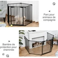 PawHut Barrière De Sécurité Parc Enclos Chien Modulable Pliable Porte Verrouillable Intégrée 5 Panneaux En Métal 300L Max. X 74,5H Cm Métal PP Noir - Noir 9 PawHut Barrière De Sécurité Parc Enclos Chien Modulable Pliable Porte Verrouillable Intégrée 5 Panneaux En Métal 300L Max. X 74,5H Cm Métal PP Noir - Noir -PawHut Soldes Boutique 28603499 5