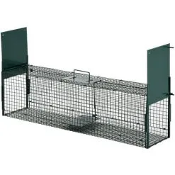 PawHut Piège De Capture Pour Petits Animaux Type Lapin Rat - 2 Entrées + Poignée - Dim. 100L X 25l X 28H Cm - Métal Vert - Vert