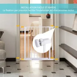 PawHut Barrière De Sécurité Longueur Réglable Dim. 76-82l X 76H Cm Sans Perçage Métal Plastique Blanc 8 PawHut Barrière De Sécurité Longueur Réglable Dim. 76-82l X 76H Cm Sans Perçage Métal Plastique Blanc -PawHut Soldes Boutique 29043874 4