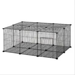 PawHut Cage Parc Enclos Rongeurs Modulable Dim. L 105 X L 70 X H 45 Cm 1 Porte Fil Métallique Noir