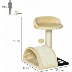 PawHut Arbre à Chat Griffoir Grattoir Design Jeu Boule Suspendue + Plateforme Peluche Sisal Naturel Beige - Beige 7 PawHut Arbre à Chat Griffoir Grattoir Design Jeu Boule Suspendue + Plateforme Peluche Sisal Naturel Beige - Beige -PawHut Soldes Boutique 30016583 3