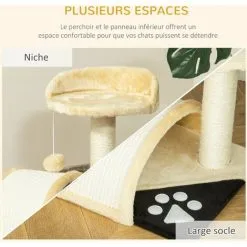 PawHut Arbre à Chat Griffoir Grattoir Design Jeu Boule Suspendue + Plateforme Peluche Sisal Naturel Beige - Beige 9 PawHut Arbre à Chat Griffoir Grattoir Design Jeu Boule Suspendue + Plateforme Peluche Sisal Naturel Beige - Beige -PawHut Soldes Boutique 30016583 5