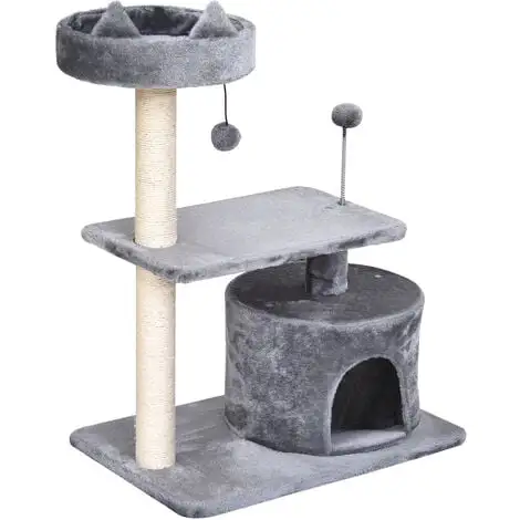 PawHut Arbre à Chats Griffoir Sisal Naturel Centre D'activités Niche Plateformes Jeu Boule Suspendue Et à Ressort Gris - Gris 1 PawHut Arbre à Chats Griffoir Sisal Naturel Centre D'activités Niche Plateformes Jeu Boule Suspendue Et à Ressort Gris - Gris